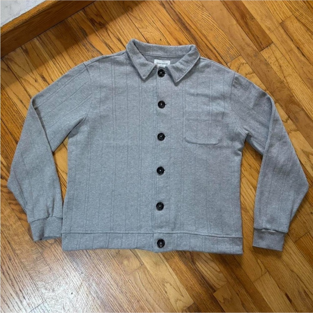Oliver Spencer Light Gray Button-Up Organic Cotton Cardigan like new